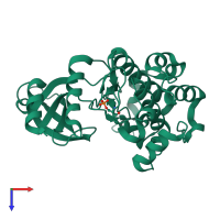 PDB entry 4fij coloured by chain, top view.