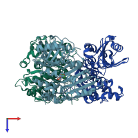 PDB entry 4fio coloured by chain, top view.