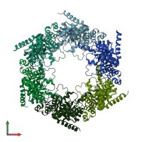 PDB entry 4fir coloured by chain, front view.