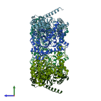 PDB entry 4fir coloured by chain, side view.