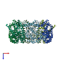 PDB entry 4fir coloured by chain, top view.
