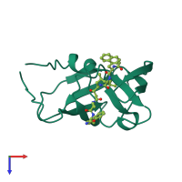 PDB entry 4fiv coloured by chain, top view.