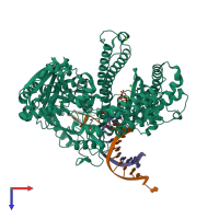 PDB entry 4fj5 coloured by chain, top view.