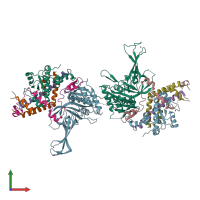 PDB entry 4fjc coloured by chain, front view.