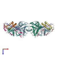 PDB entry 4fjc coloured by chain, top view.