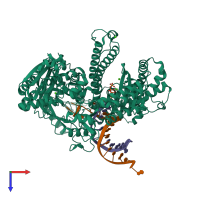 PDB entry 4fjh coloured by chain, top view.