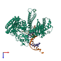 PDB entry 4fjn coloured by chain, top view.