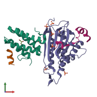 PDB entry 4fjo coloured by chain, front view.