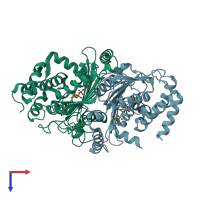PDB entry 4fju coloured by chain, top view.