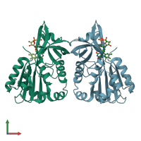 PDB entry 4fk8 coloured by chain, front view.