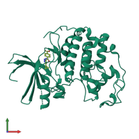 PDB entry 4fkg coloured by chain, front view.