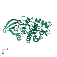 PDB entry 4fkg coloured by chain, top view.