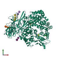 PDB entry 4fkh coloured by chain, front view.