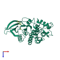 PDB entry 4fki coloured by chain, top view.