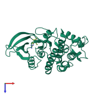 PDB entry 4fkl coloured by chain, top view.