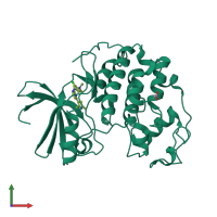 PDB entry 4fko coloured by chain, front view.