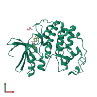 PDB entry 4fkq coloured by chain, front view.