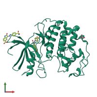 Monomeric assembly 1 of PDB entry 4fku coloured by chemically distinct molecules, front view.