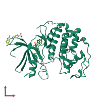 PDB entry 4fku coloured by chain, front view.