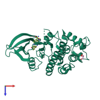 PDB entry 4fkv coloured by chain, top view.