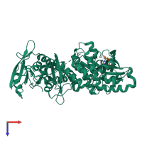 PDB entry 4fl3 coloured by chain, top view.