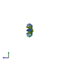 PDB entry 4fla coloured by chain, side view.