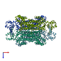PDB entry 4flc coloured by chain, top view.