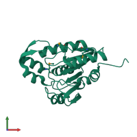 PDB entry 4fle coloured by chain, front view.