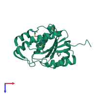 PDB entry 4fle coloured by chain, top view.