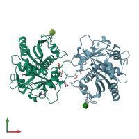 PDB entry 4flf coloured by chain, front view.