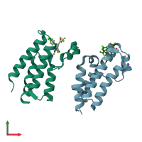 PDB entry 4flp coloured by chain, front view.