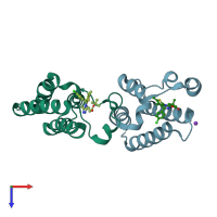 PDB entry 4flp coloured by chain, top view.