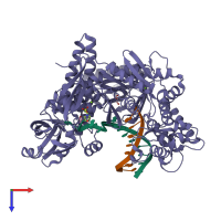 PDB entry 4flx coloured by chain, top view.