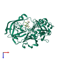 PDB entry 4fm7 coloured by chain, top view.