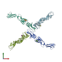 PDB entry 4fmf coloured by chain, front view.