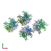 PDB entry 4fmj coloured by chain, front view.