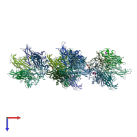 PDB entry 4fmj coloured by chain, top view.