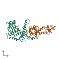 PDB entry 4fmo coloured by chain, front view.