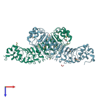 PDB entry 4fmz coloured by chain, top view.