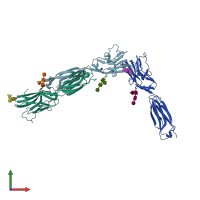 PDB entry 4fn0 coloured by chain, front view.