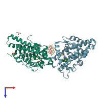 PDB entry 4fn9 coloured by chain, top view.