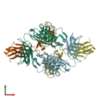 PDB entry 4fnl coloured by chain, front view.