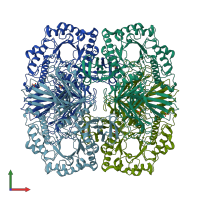 PDB entry 4fnp coloured by chain, front view.