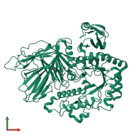 PDB entry 4fnq coloured by chain, front view.