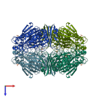 PDB entry 4fns coloured by chain, top view.