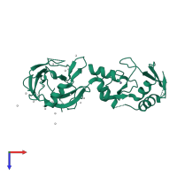 PDB entry 4fo9 coloured by chain, top view.