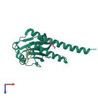 PDB entry 4fof coloured by chain, top view.