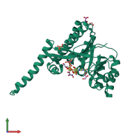 PDB entry 4fok coloured by chain, front view.