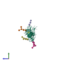 PDB entry 4fom coloured by chain, side view.
