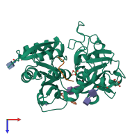 PDB entry 4for coloured by chain, top view.